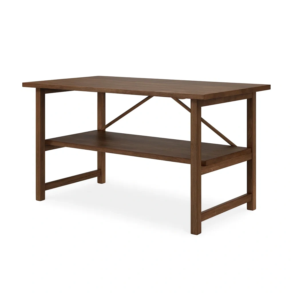 Table en bois massif avec étagère 120 x 60 x 80 cm