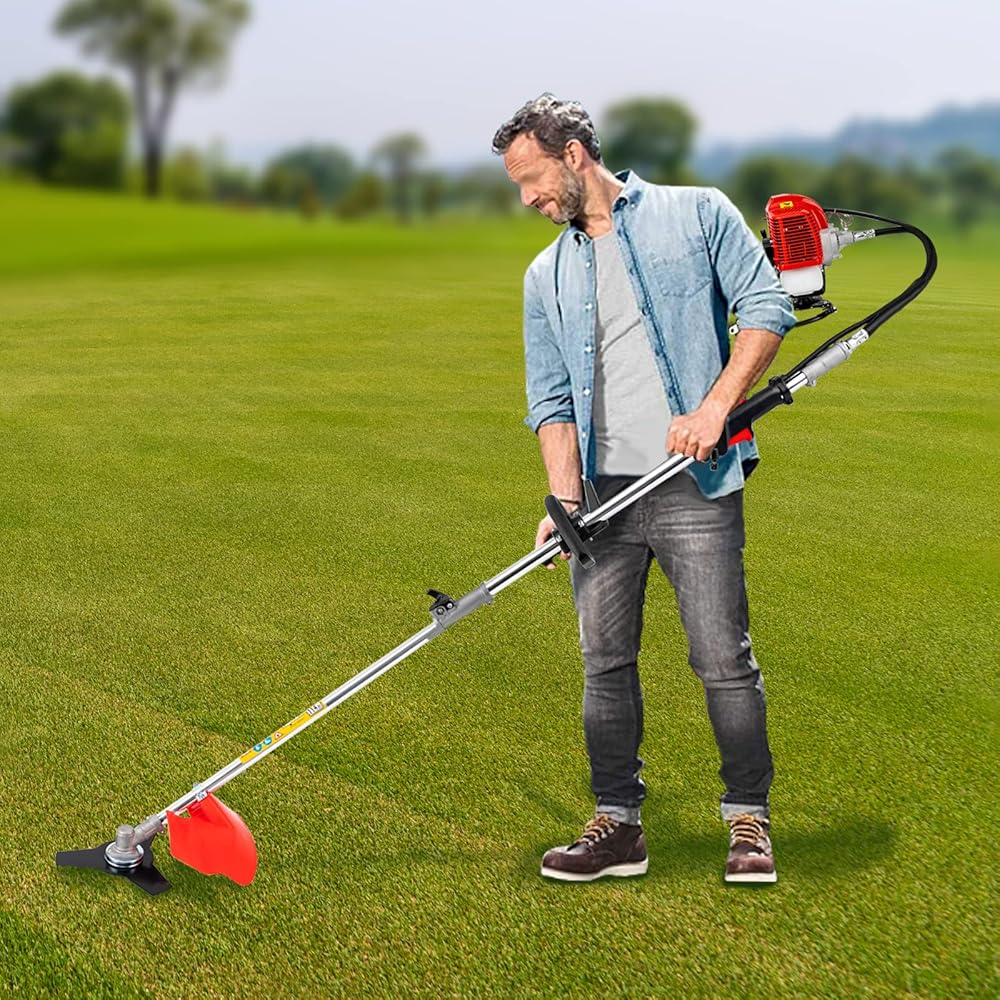 OUBUBY Débroussailleuse 4 en 1 52 cc, tondeuse à dos, taille-haie, outil de coupe multifonction, cisaille à fil, à essence, taille-haie, cisaille d'arbre avec tige d'extension pour le jardinage : Jardin