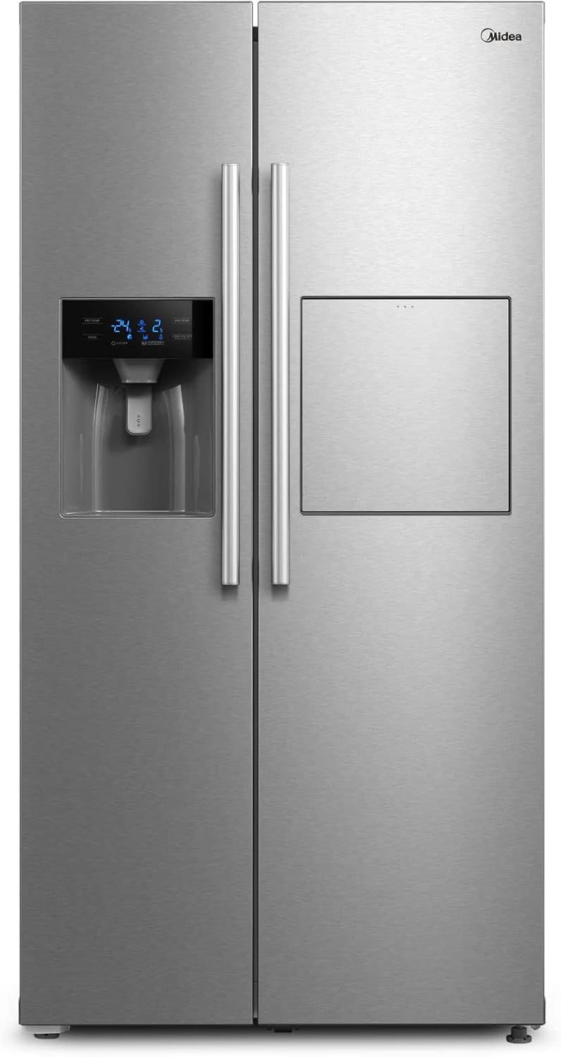 Midea KS-DDX 6.32 WT Side-by-Side Kühl-/Gefrierkombination/ 178,8 cm Hhe/ 254 kWh/Jahr/No Frost/Dual Inverter Compressor/mit 3in1 Wasser-/Eisspender und Wassertank, Dark Inox