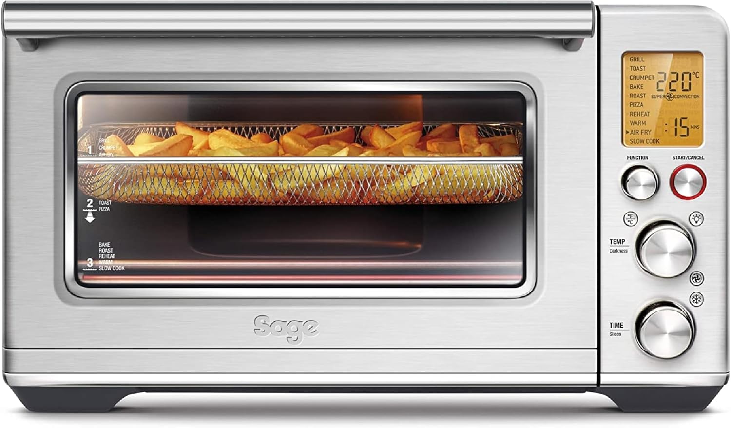 Sage - The Smart Oven Air Fryer - Grille, cuit, rôtit, fait des frites, réchauffe et cuit lentement, Acier Inoxydable Brossé