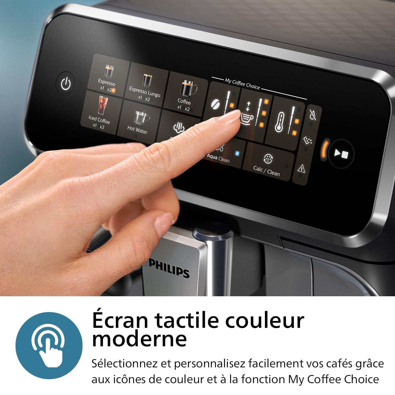 PHILIPS Machine à Expresso Entièrement Automatique Séries 3300-6 Boissons,Écran tactile couleur moderne,Système à lait LatteGo,SilentBrew,Broyeur 100%