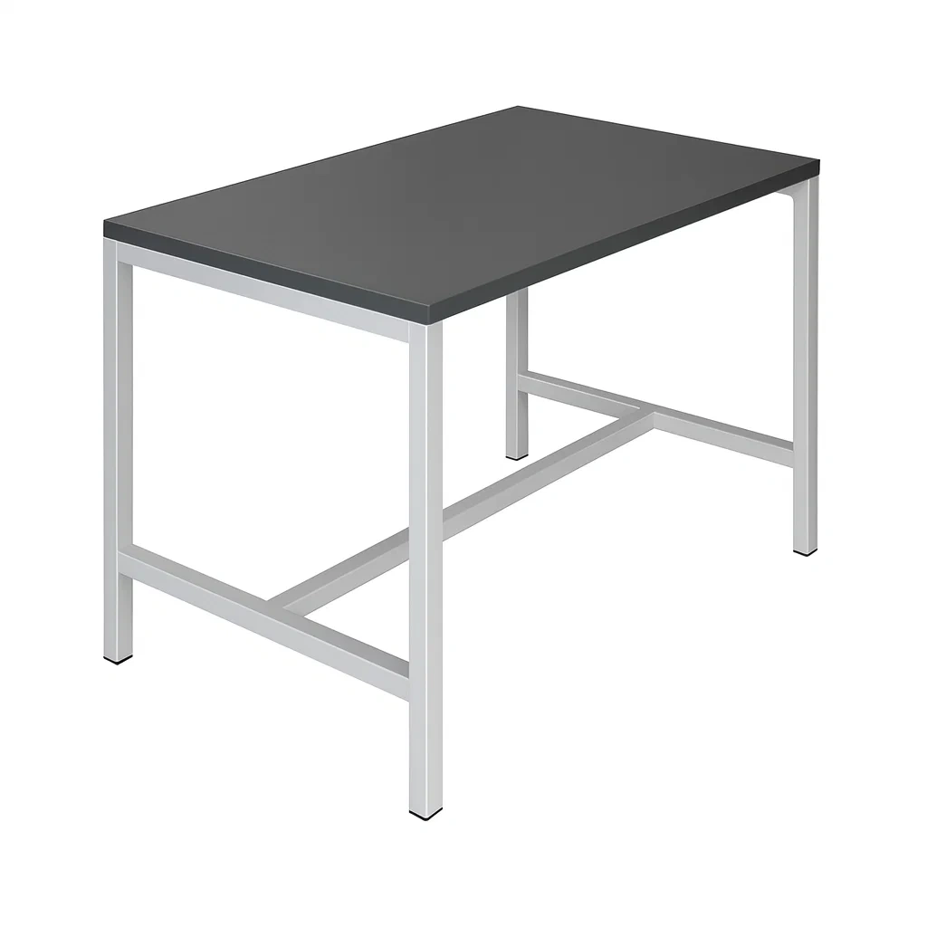 Table en métal avec plateau en mélamine noir 120 x 60 x 75 cm