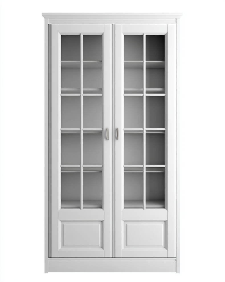 Bibliothèque blanche simple avec portes en verre