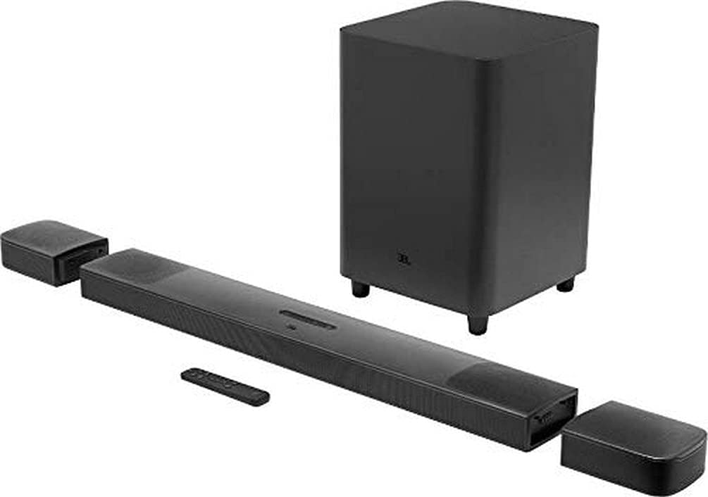 JBL 9.1 – Barre de son avec caisson de basses et hauts-parleurs sans fil – Connection 4K par arc HDMI ou câble optique – Bluetooth 4.2 – Couleur : Noi