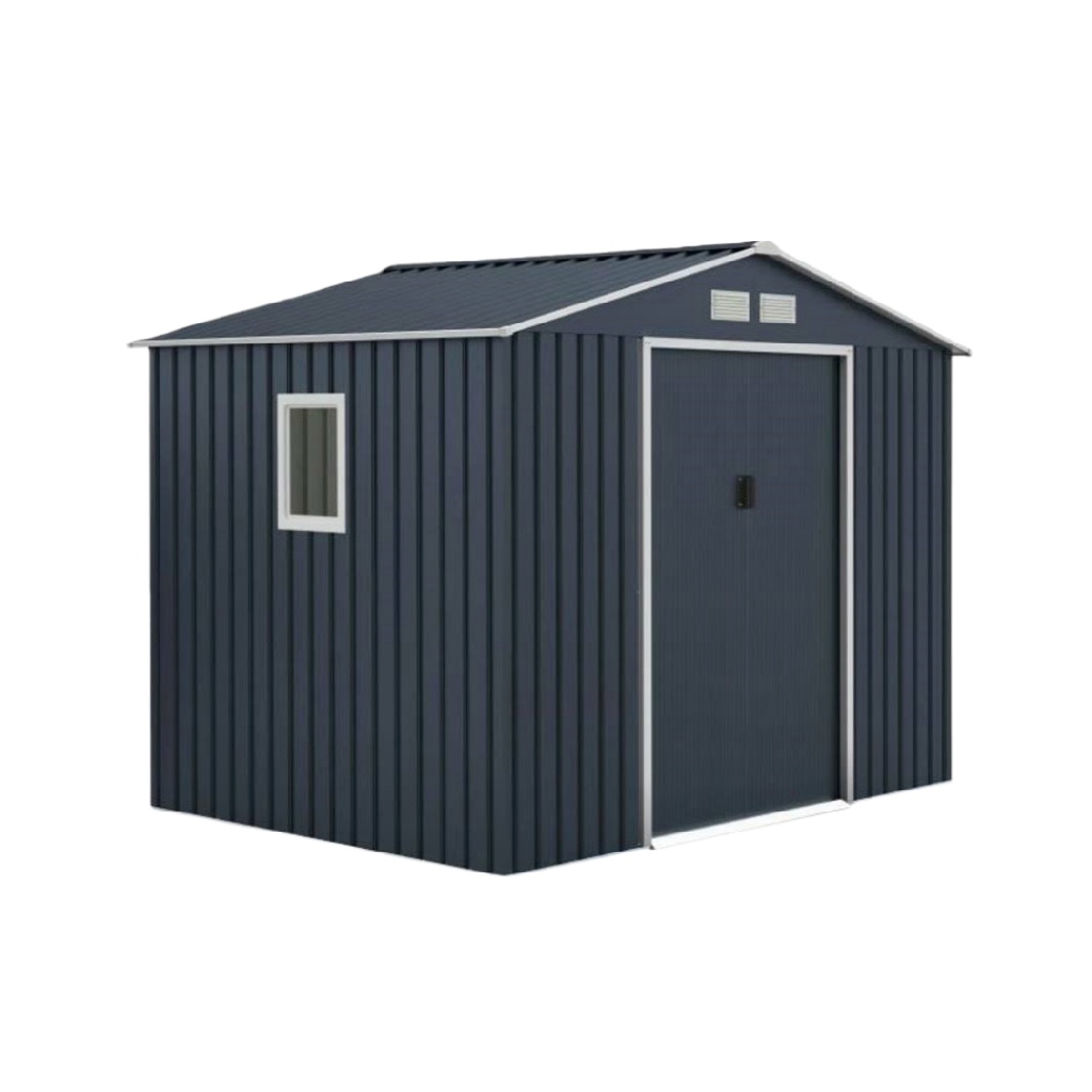 Abri de jardin en métal anthracite avec fenêtre et toit à deux pans – cabanon de rangement extérieur