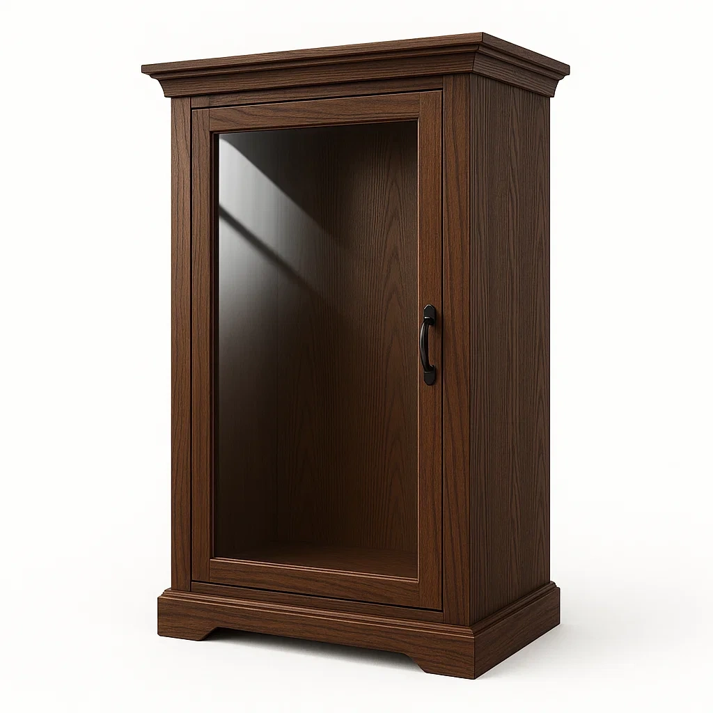 Vitrine en bois avec porte en verre trempé marron