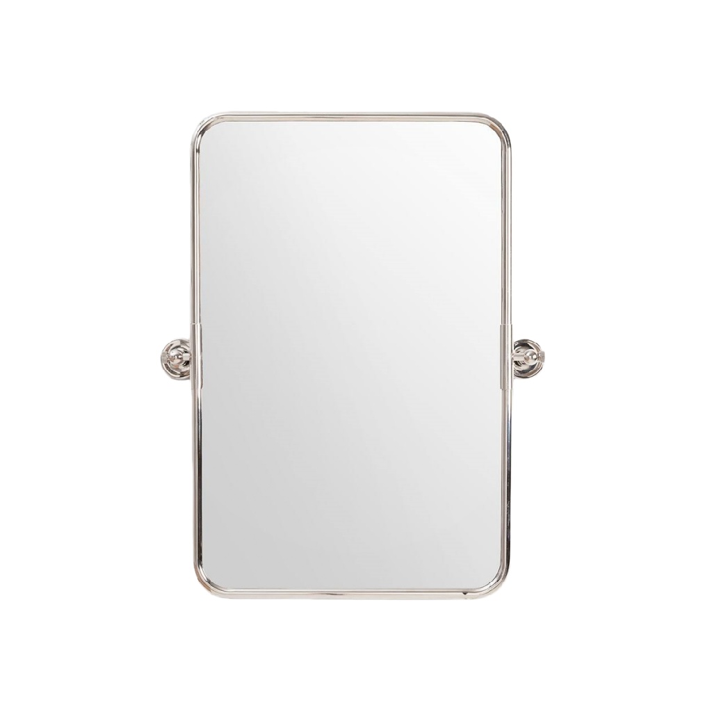 Miroir mural rectangulaire à cadre métallique pivotant, style industriel moderne