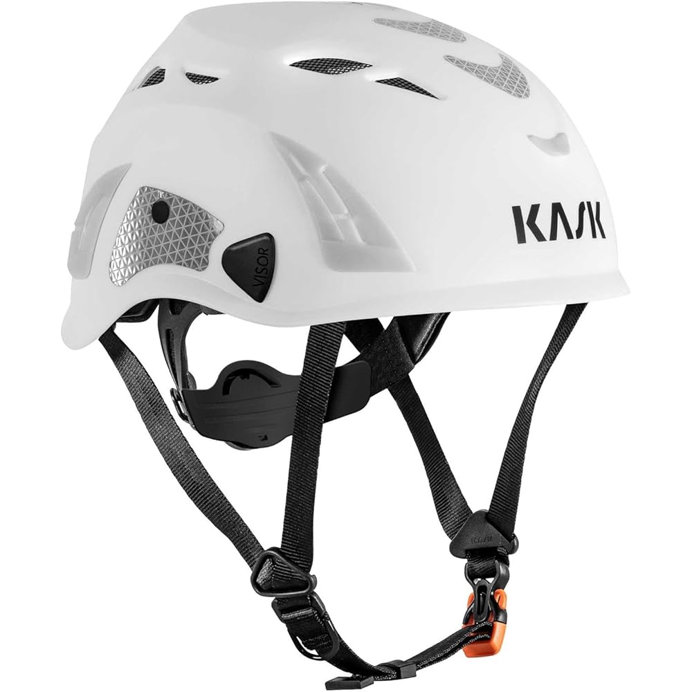 KASK Superplasma HI VIZ Casque de protection de travail, molette, bandes réfléchissantes, EN 397, couleur : blanc : Bricolage