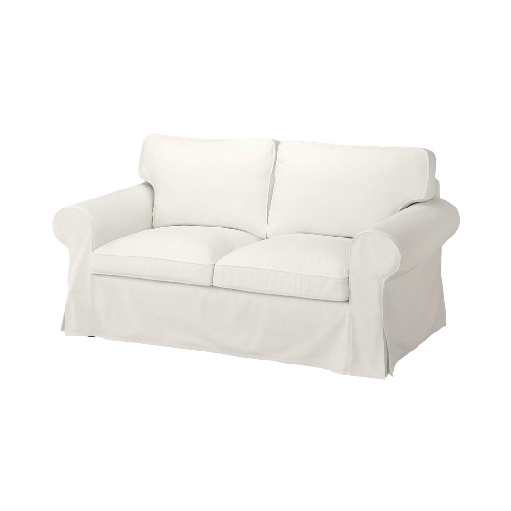 Canapé 2 places en tissu coton blanc avec housse amovible