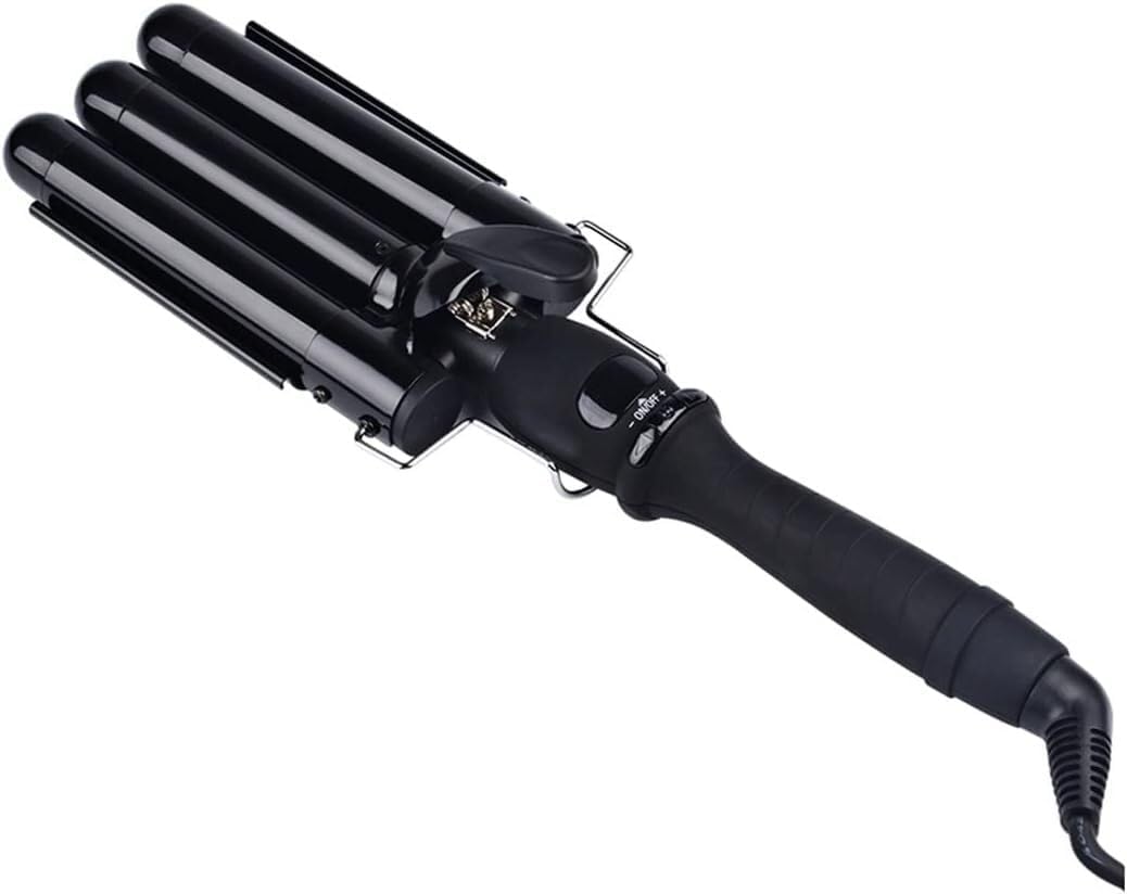 KKMNDE Baguettes à friser Les Cheveux, Fer à friser à Trois tuyaux, Fer à friser à Trois barils, Outil de Coiffure électrique à Grande Vague