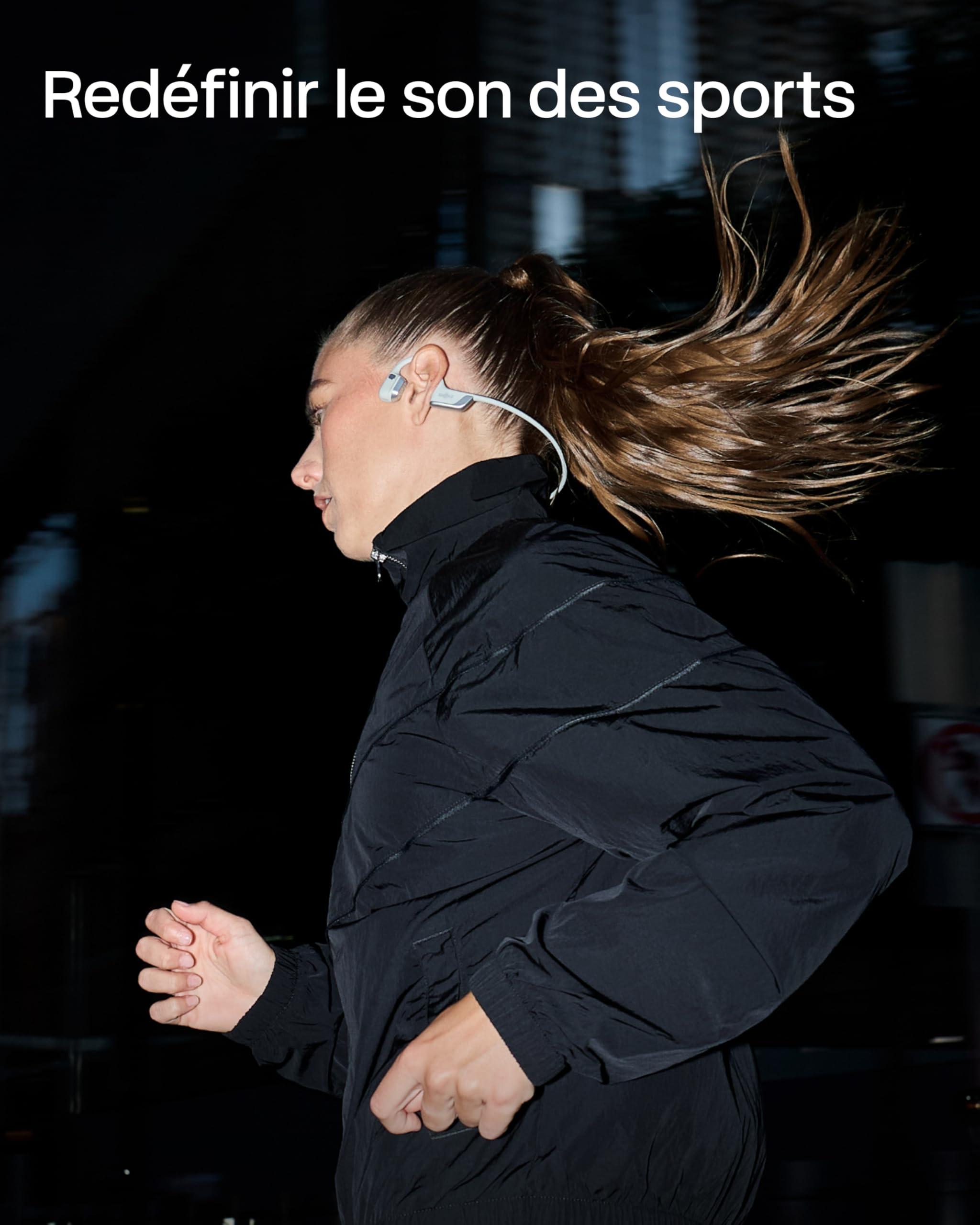 SHOKZ Casque à Conduction Osseuse OpenRun Pro 2, Écouteurs sans Fil Bluetooth 5.3, Microphones Réducteurs de Bruit, Étanchéité IP55, 12h d’Autonomie, Charge Rapide USB-C, Argent