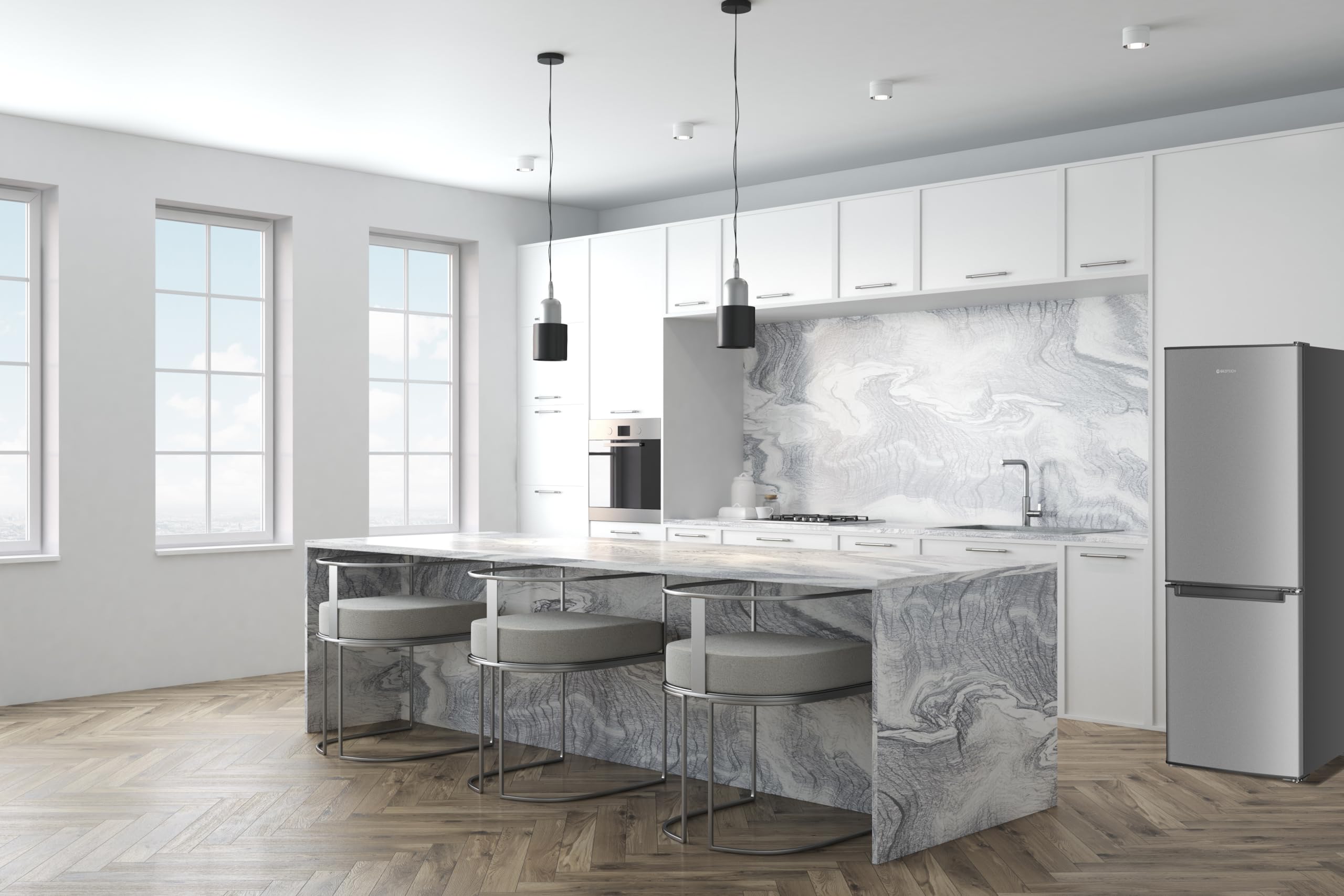 GEDTECH Réfrigérateur combiné congélateur bas 173L GCB173SL - Silver - Hauteur 143cm