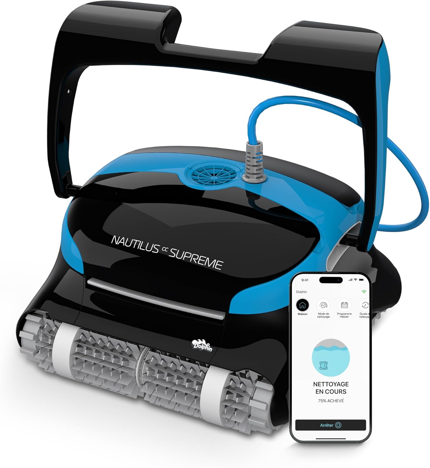 Dolphin Nautilus CC Supreme Robot Nettoyeur électrique avec Fil pour Piscine Hors-Sol Jusqu’à 15 m - Nettoyage Fond, parois et Ligne d'eau - Filtration Ultra Fine