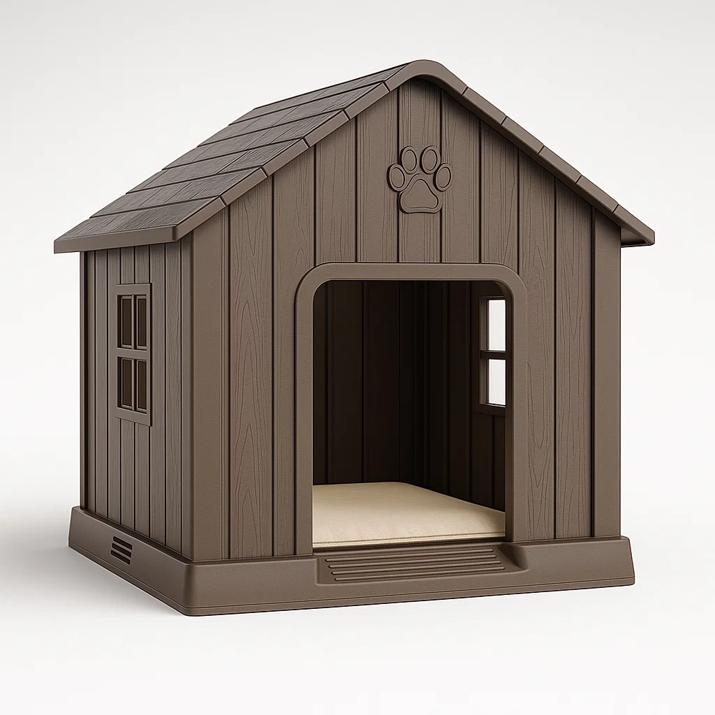 Niche pour chien en plastique imitation bois marron 75x70x75 cm