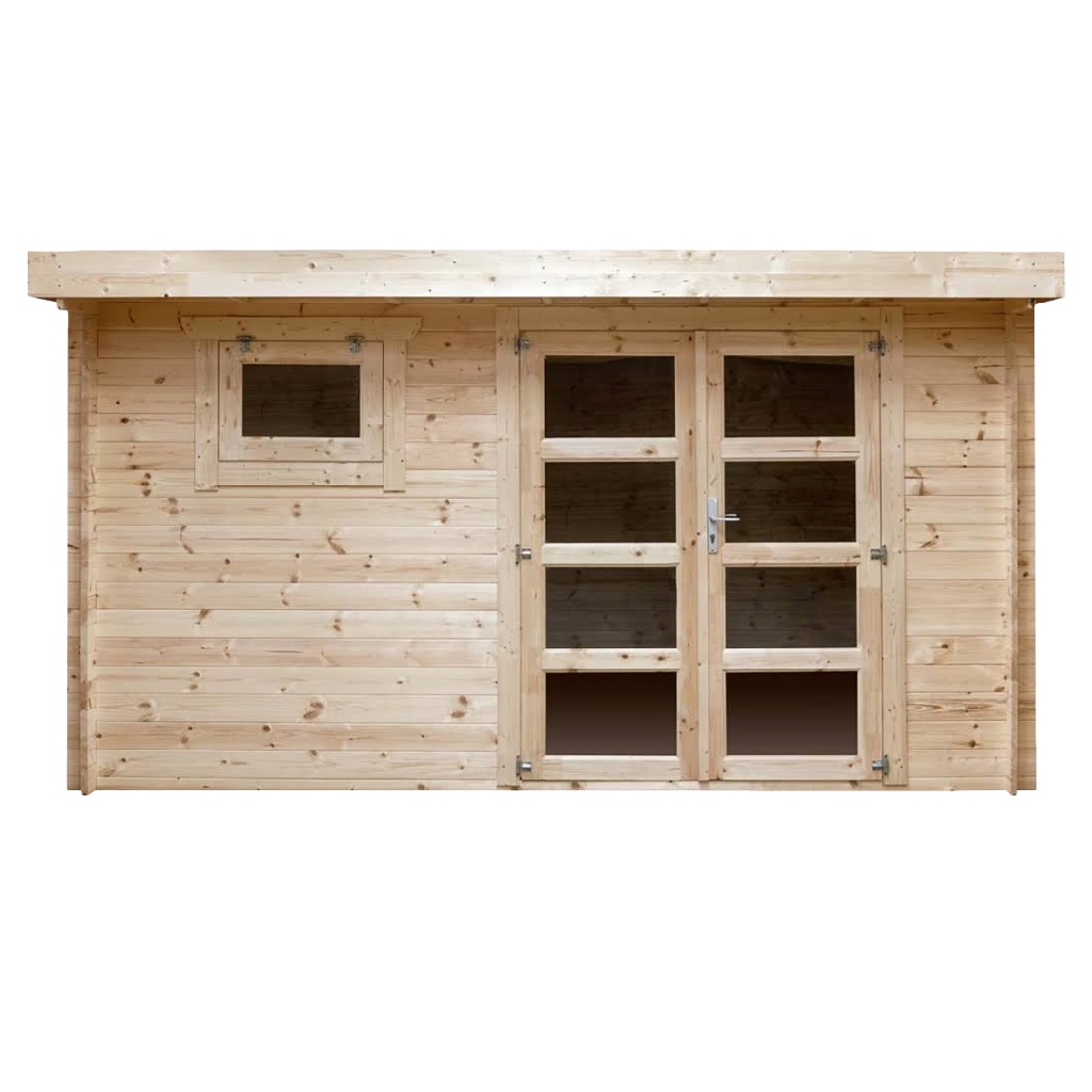 Abri de jardin en bois d’épicéa massif avec fenêtre — Toit plat — 9,5 m²