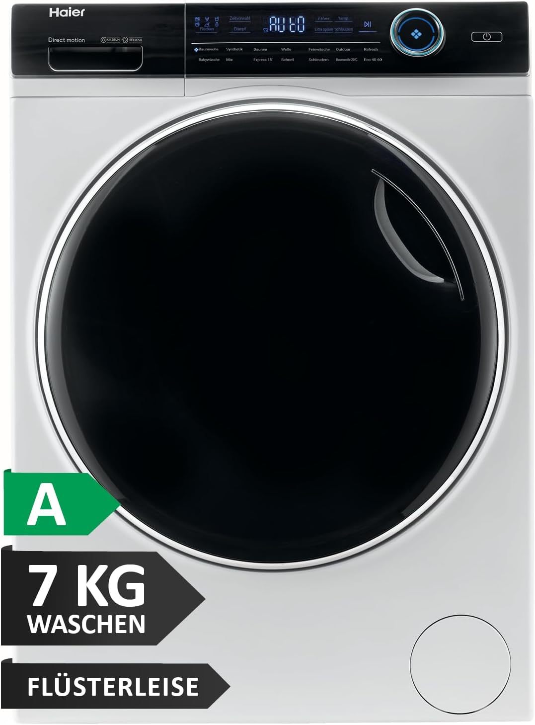 Haier I-PRO SERIE 7 HW70-B14979 I Frontlader Waschmaschine 7kg I Washing Machine mit A-Effizienz, 1.400 U/Min. & leisem Direktantrieb I Inkl. Dampffunktion, Selbstreinigungssystem & Refresh-Programm