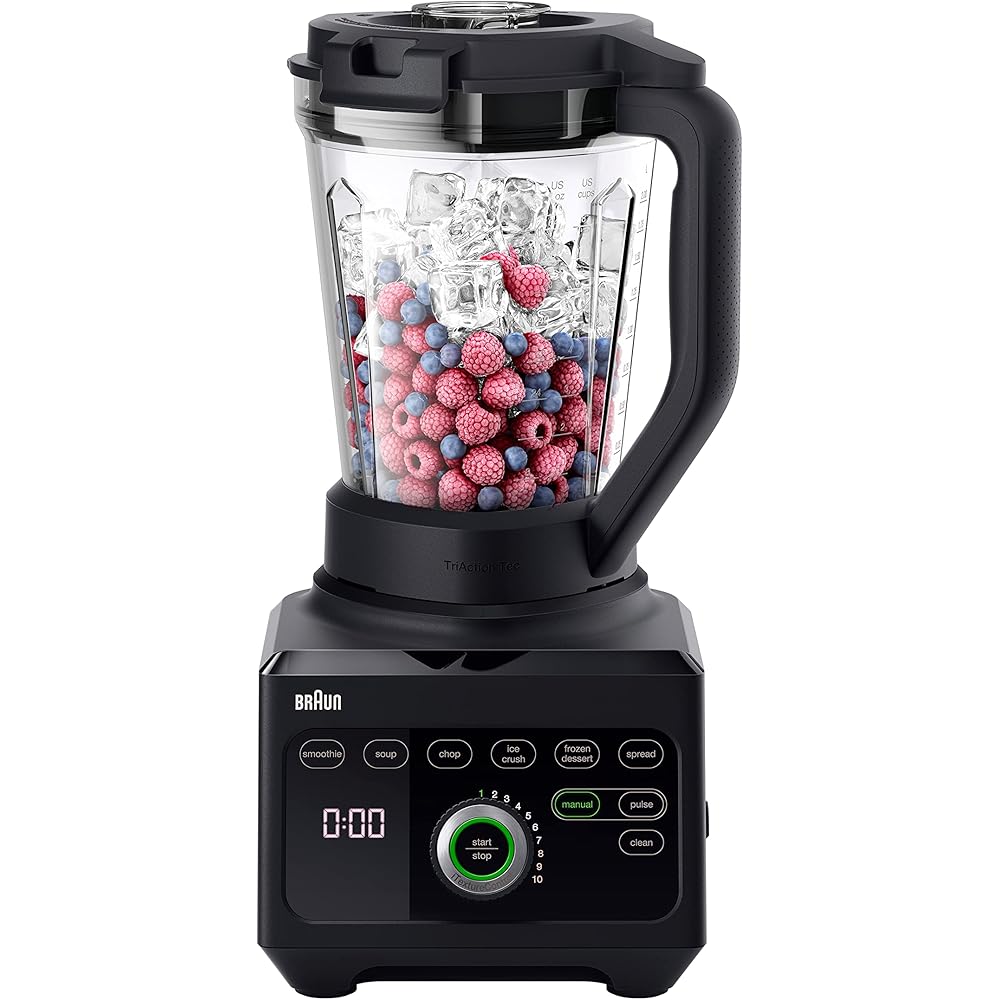 Braun Blender Triforce Power Blender JB 9040 avec carafe triple angle, 10 réglages de vitesse manuels, moteur de 1600 W, facile à nettoyer, noir : Cuisine et Maison