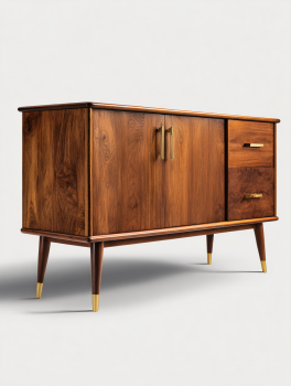 Buffet style vintage en bois massif à trois portes