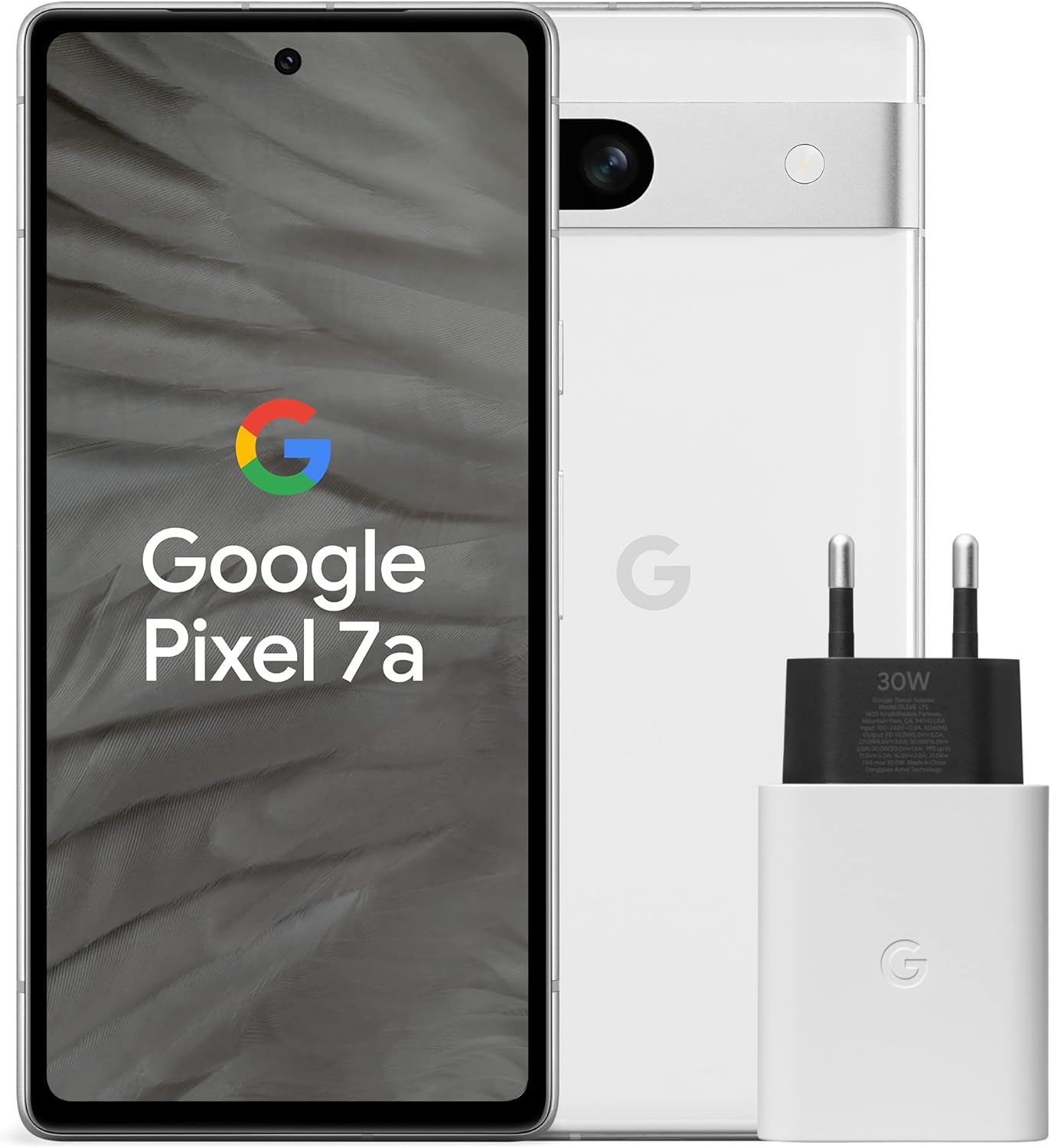 Google Pixel 7a et chargeur – Smartphone Android 5G débloqué avec objectif grand angle et 24 heures d'autonomie – Neige