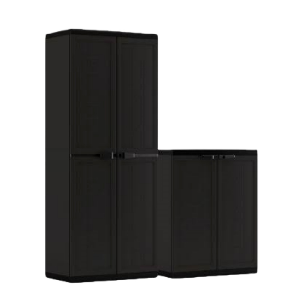 Armoire de rangement noire — ensemble modulable (haute + basse) — grande capacité — style industriel
