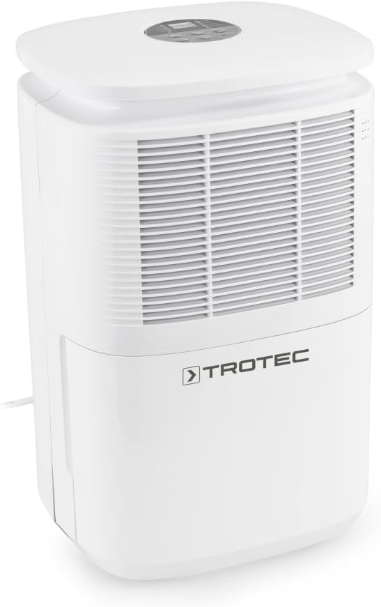 TROTEC TTK 30 E Déshumidificateur d'air, Déshumidificateur Electrique, Déshumidificateur Portable, Absorbeur d'humidité, Déshumidification Max. 12 l/j, pour 15 m² Max., Hygrostat intégré