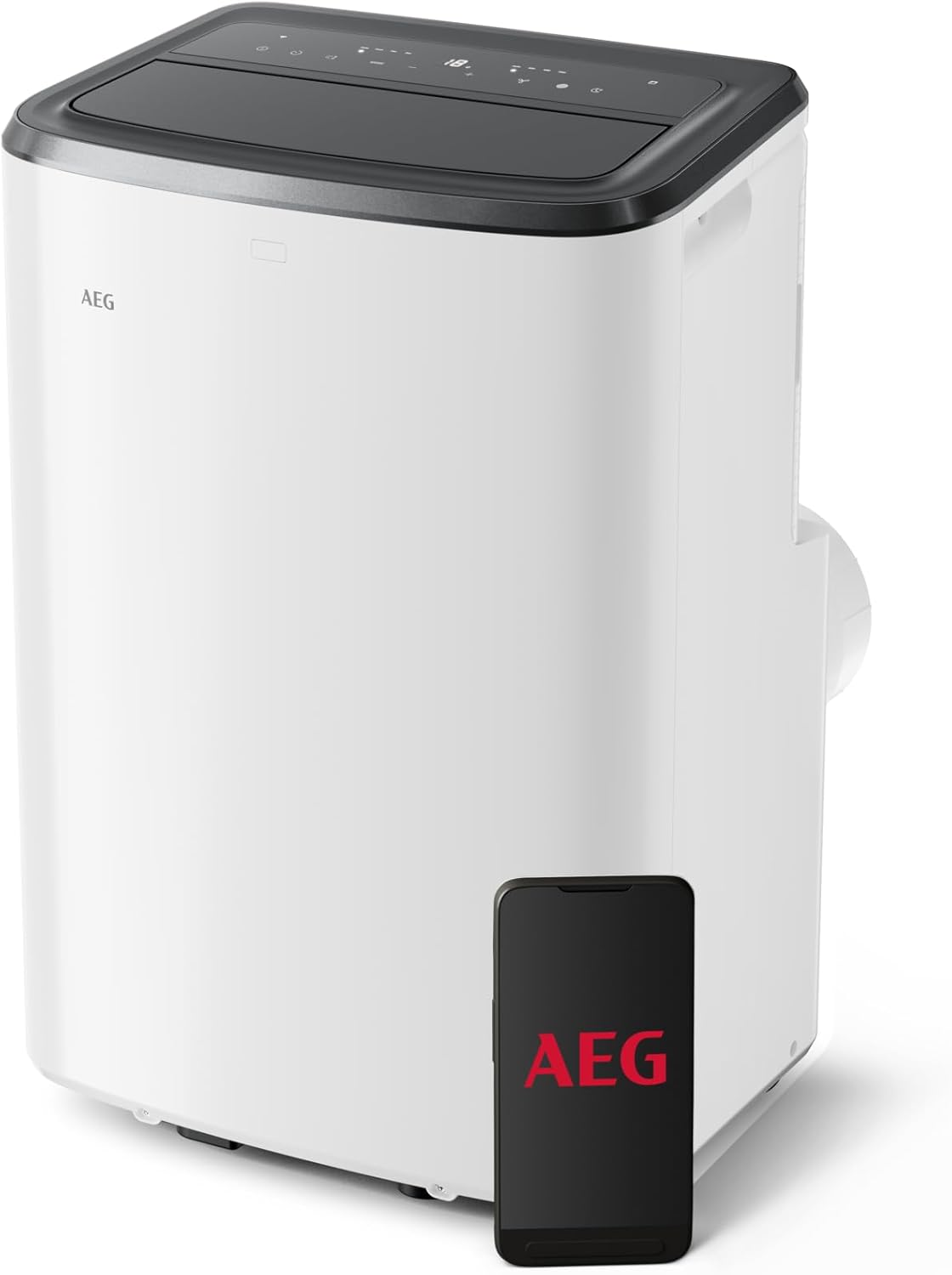AEG Chillflex Pro AXP26U338CW mobile Klimaanlage / LED Display / Touch-Buttons / Fernbedienung / 30-40 m² / Kühlfunktion / Ventilator / Entfeuchtungsfunktion / Automatik / weiß/silber/schwarz