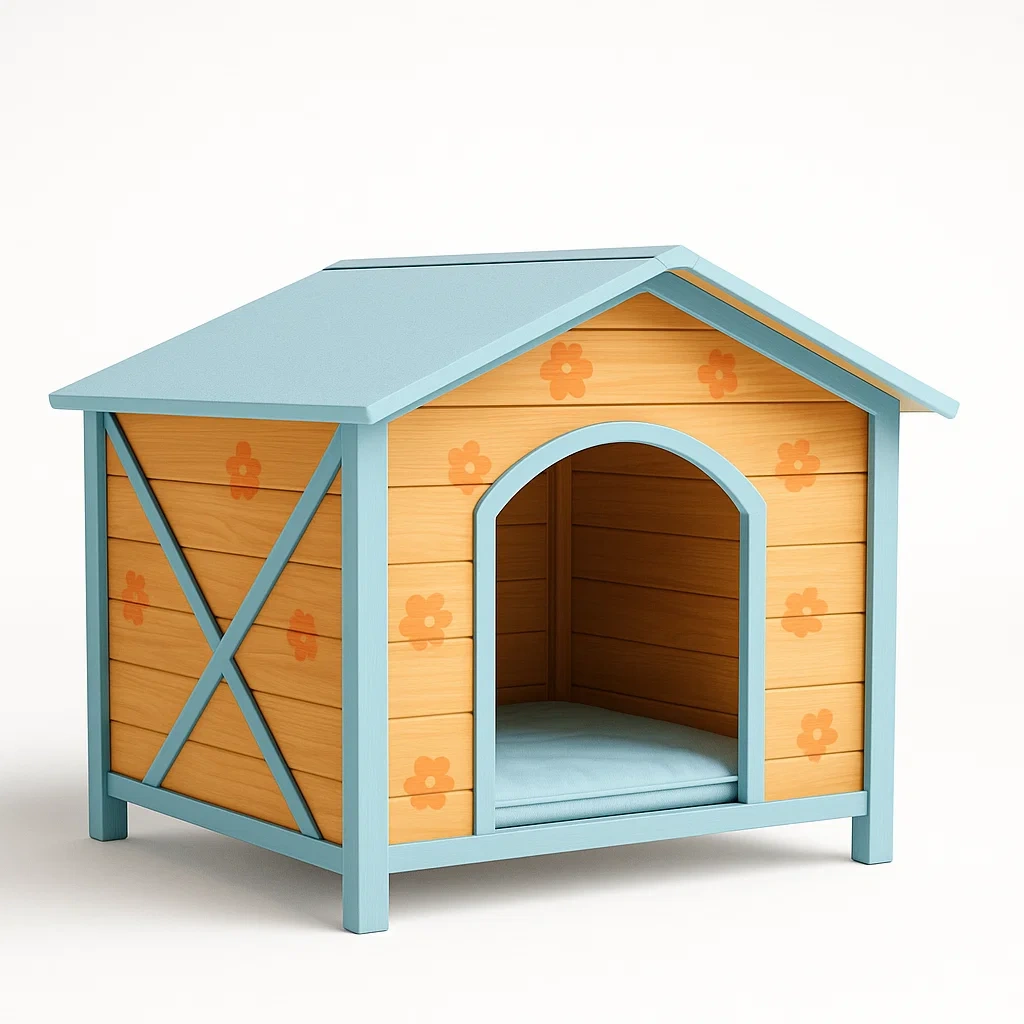 Niche pour chien en bois de pin avec coussin