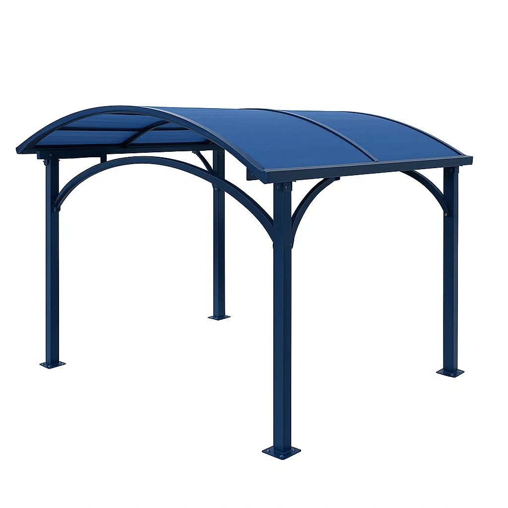 Auvent pour voiture en aluminium bleu avec toit en polycarbonate