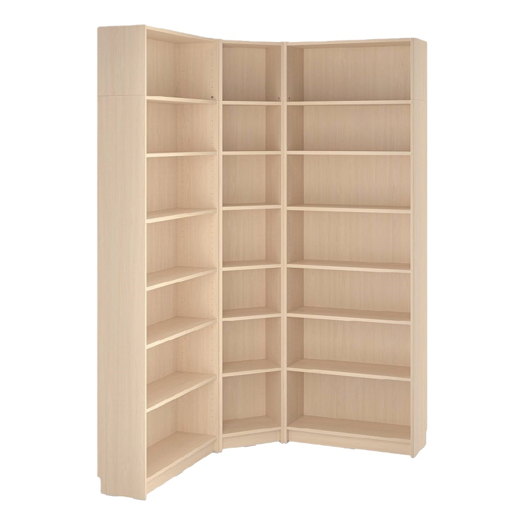 Bibliothèque d’angle en bois clair modulable – grande capacité – 160 x 160 x 200 cm