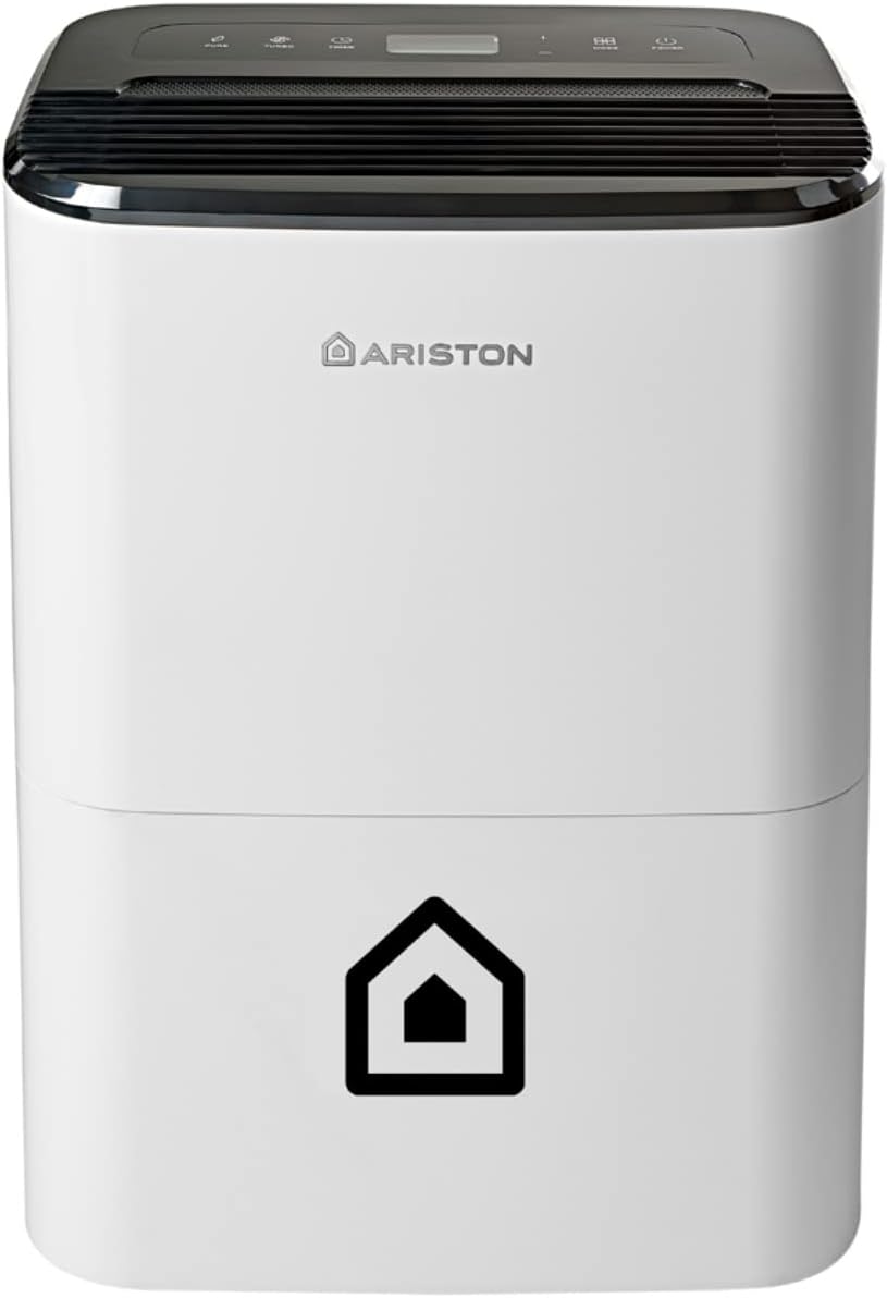 Ariston Deos 21S NET WiFi Déshumidificateur Portable avec Réservoir 21L-Contrôle Électronique du niveau d‘Humidité, pour des pièces allant jusqu'à 52 m². Conçu et fabriqué pour être installé en France