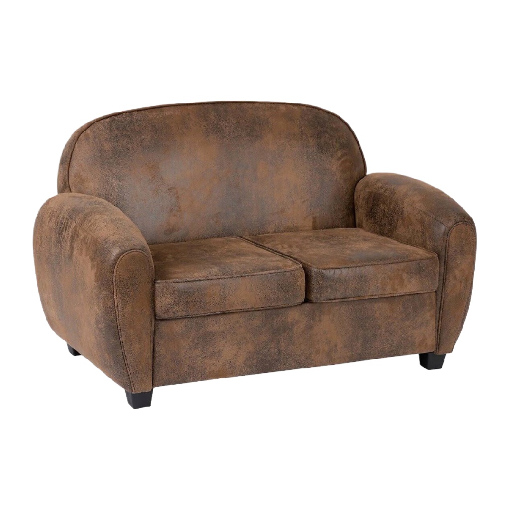 Canapé 2 places en similicuir vintage marron – style rétro industriel