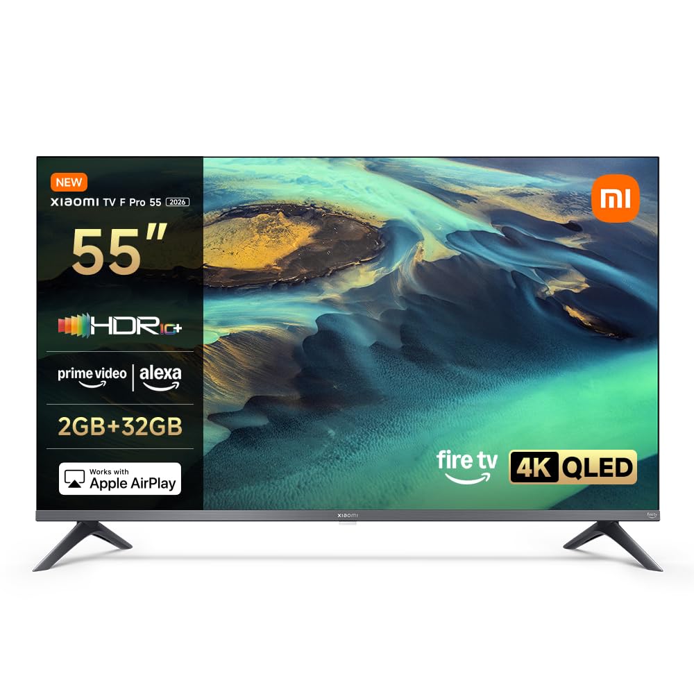 XIAOMI TV F Pro 55, 140 cm (55 Pouces), 4K UHD QLED, Smart TV, Fire TV, Contrôle Vocal Alexa, HDR10+, Mode Game Boost 120Hz, MEMC, 2Go+32Go, Compatibl