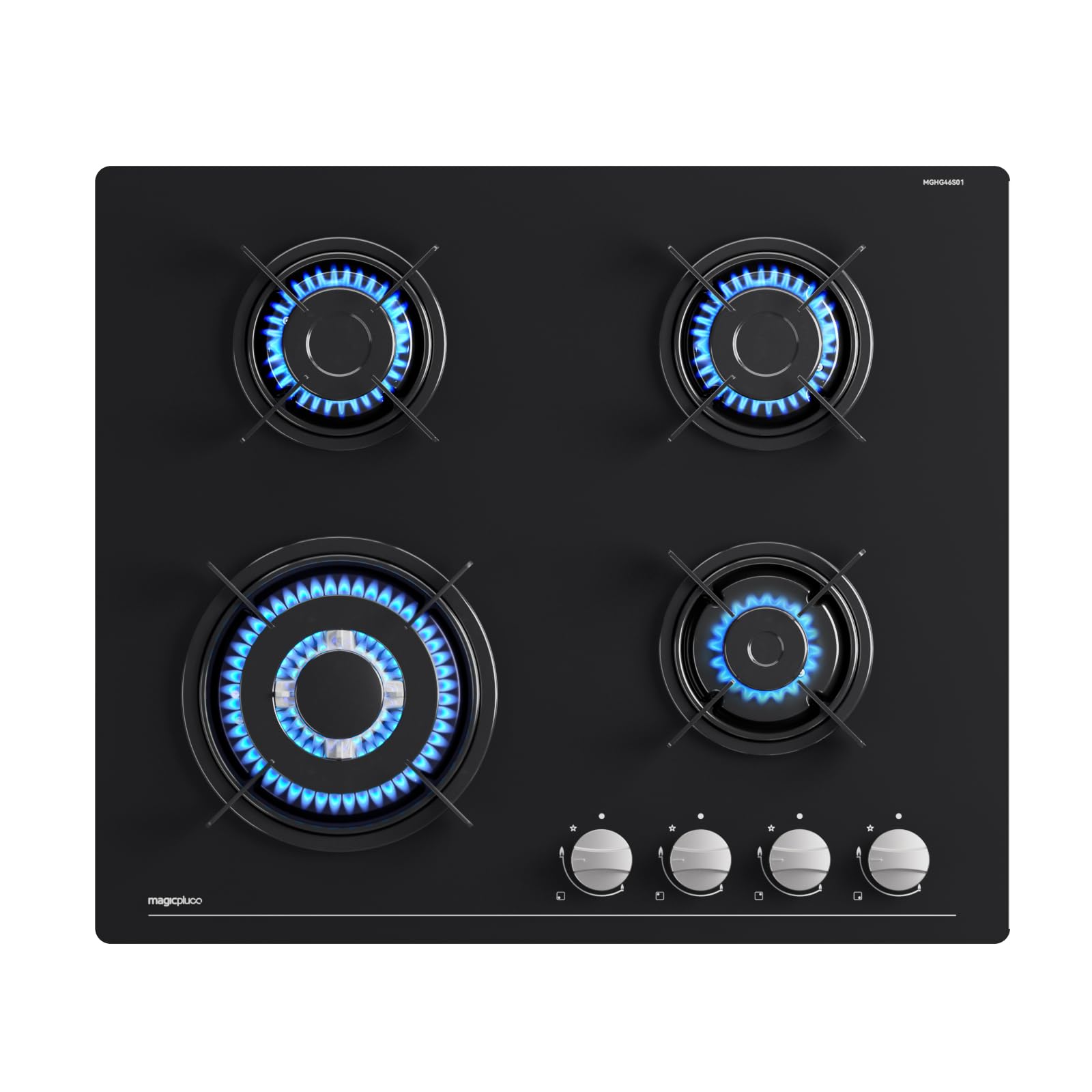 Magicplux Plaque de Cuisson Gaz 4 feuxs, 60cm, Gaziniere Encastrable, Gaz ville et bouteille, 8500W