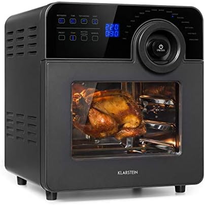 KLARSTEIN AeroVital Cube Chef   Friteuse sans huile, Air fryer, 1700 W, technologie DuoHeating, volume de 14L, 16 programmes, écran tactile, durée: environ 10h, thermostat: 50 220 °C, Inox, Noir : Cuisine et Maison