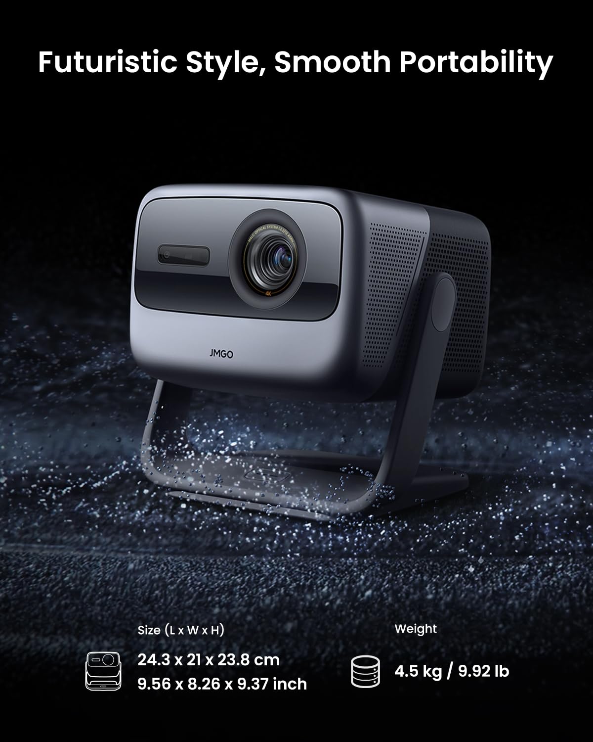 JMGO N1S Ultimate Videoprojecteur 4K Triple Laser, 3300 ISO Lumens Projecteur GTV Netflix, Gimbal Correction d'image Instantée, 300