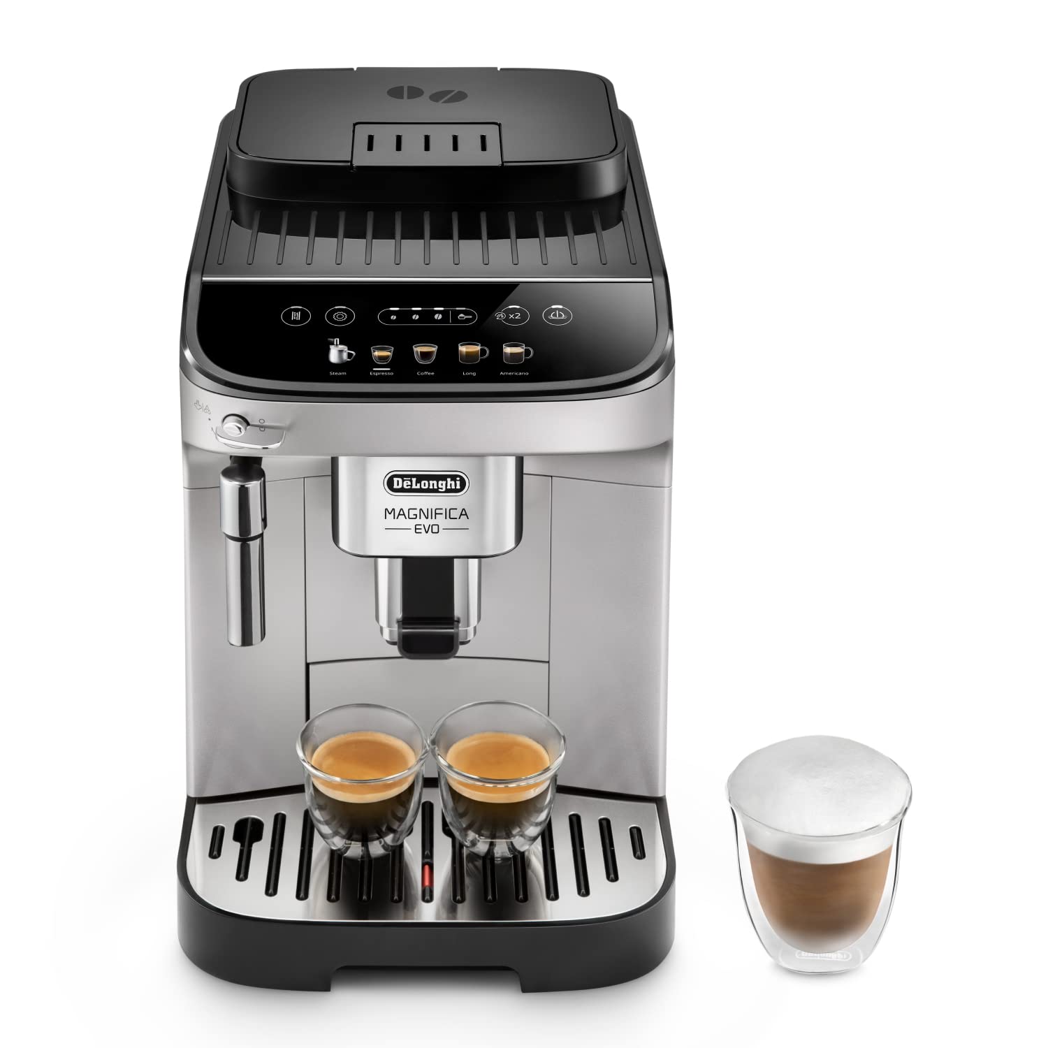 De'Longhi Magnifica Evo, Machine à Café et Cappucino avec Broyeur à Grains, ECAM292.33.SB, Argent [Exclusif Amazon]