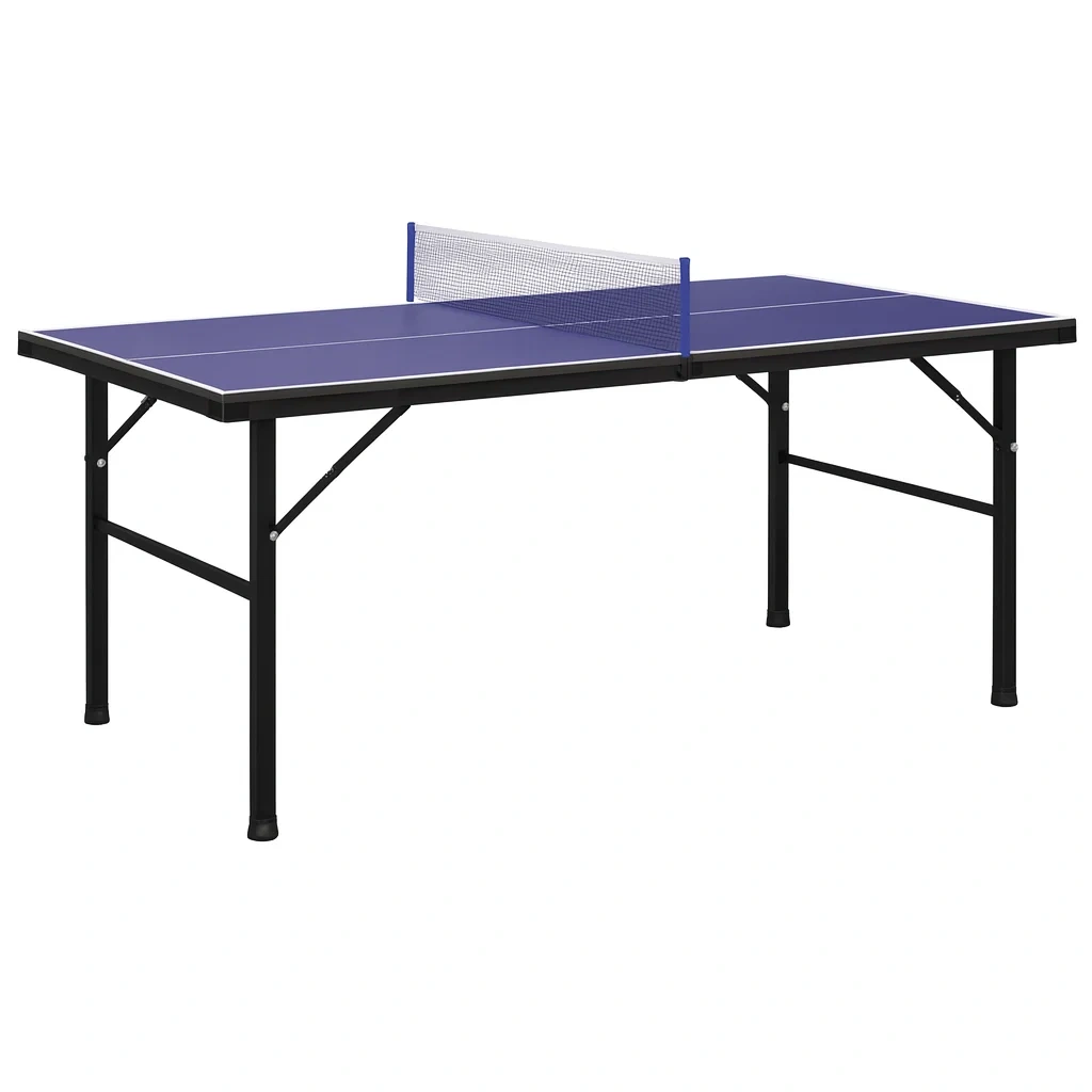 Table de ping-pong pliable en MDF et acier bleu 274 x 152,5 x 76 cm