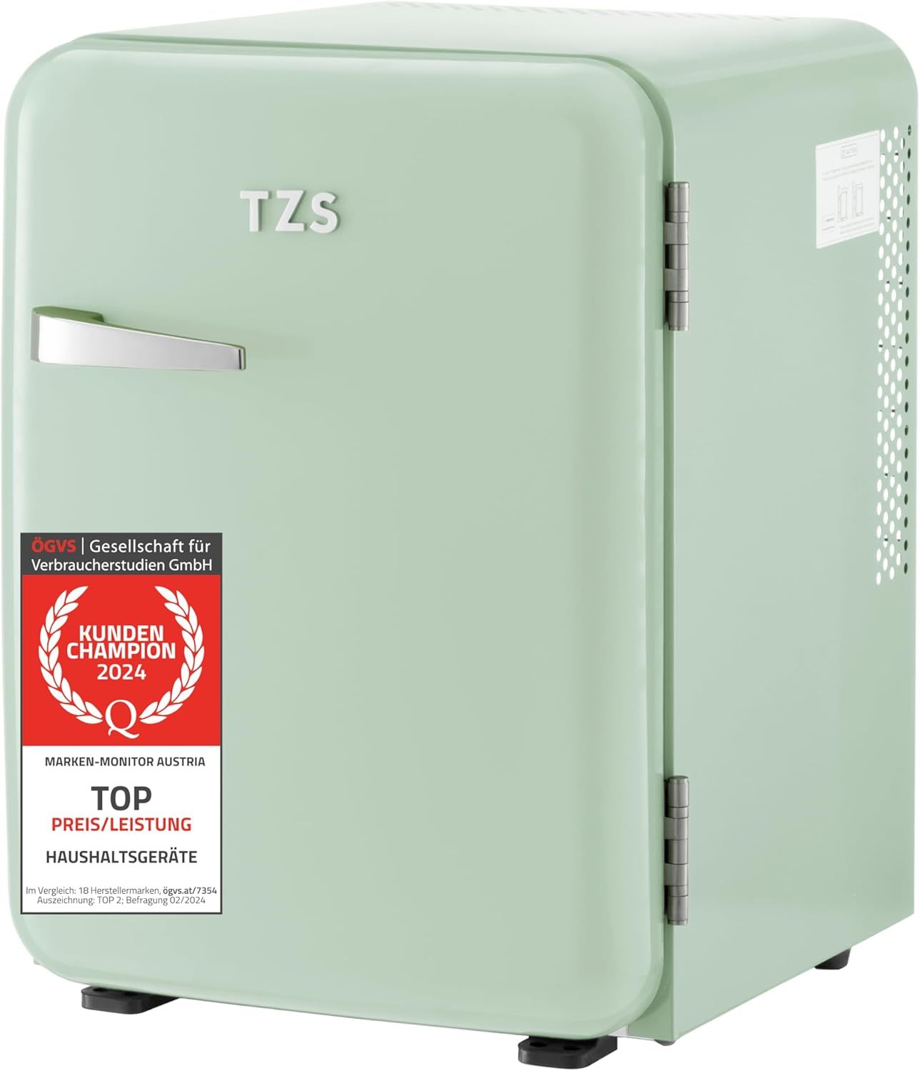 TZS First Austria lautloser Minikühlschrank | Retro Design | Einstellbare Kühlleistung | Türgriff |Thermoelektrisches Kühlsystem | 40L | creme