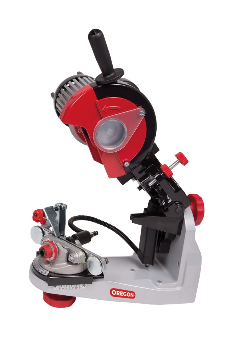 OREGON Affûteuse Professionnelle 230 Volts, Affûteuse de Chaîne de Tronçonneuse Universelle avec Dispositif de Serrage Hydraulique (620-230)