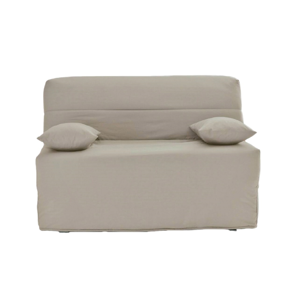 Canapé convertible 2 places en tissu beige – design minimaliste et housse amovible