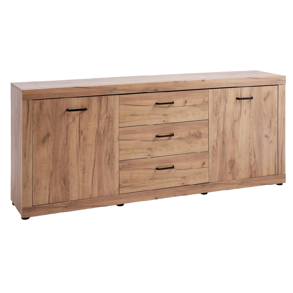 Buffet moderne en bois clair — 4 tiroirs + 2 portes — style scandinave naturel