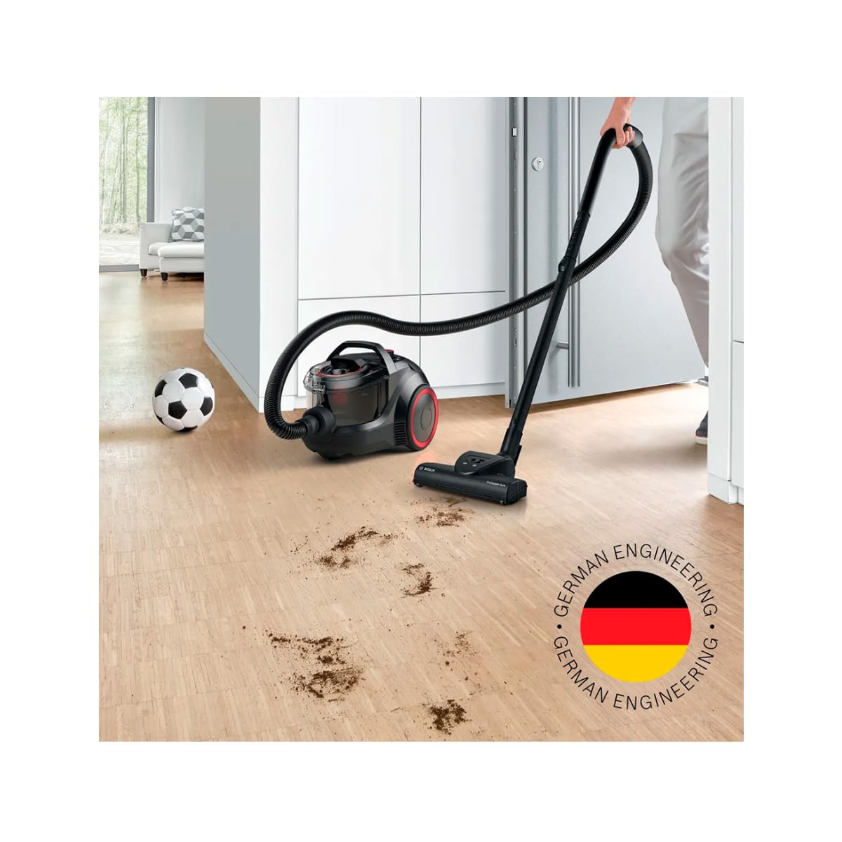 Bosch Série 4, aspirateur sans Sac, BGC21POW1, ProPower, Brosse Turbo Incluse, Filtre HEPA13 Lavable, Technologie Power AirCycle, Noir