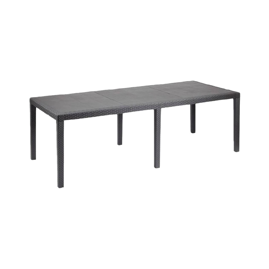 Table de jardin rectangulaire en résine tressée noire – Structure résistante et design moderne
