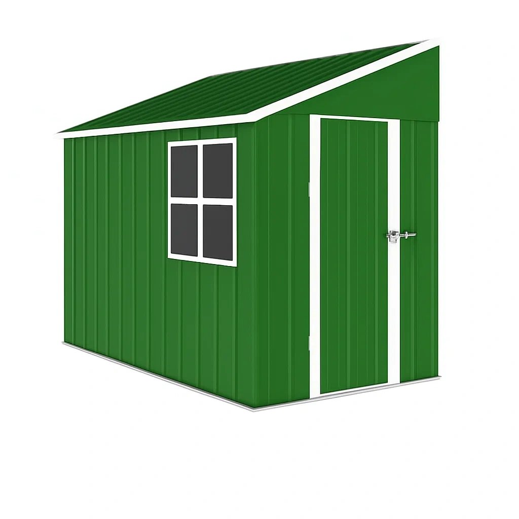 Abri de jardin métallique vert avec toit incliné 185x122x195 cm