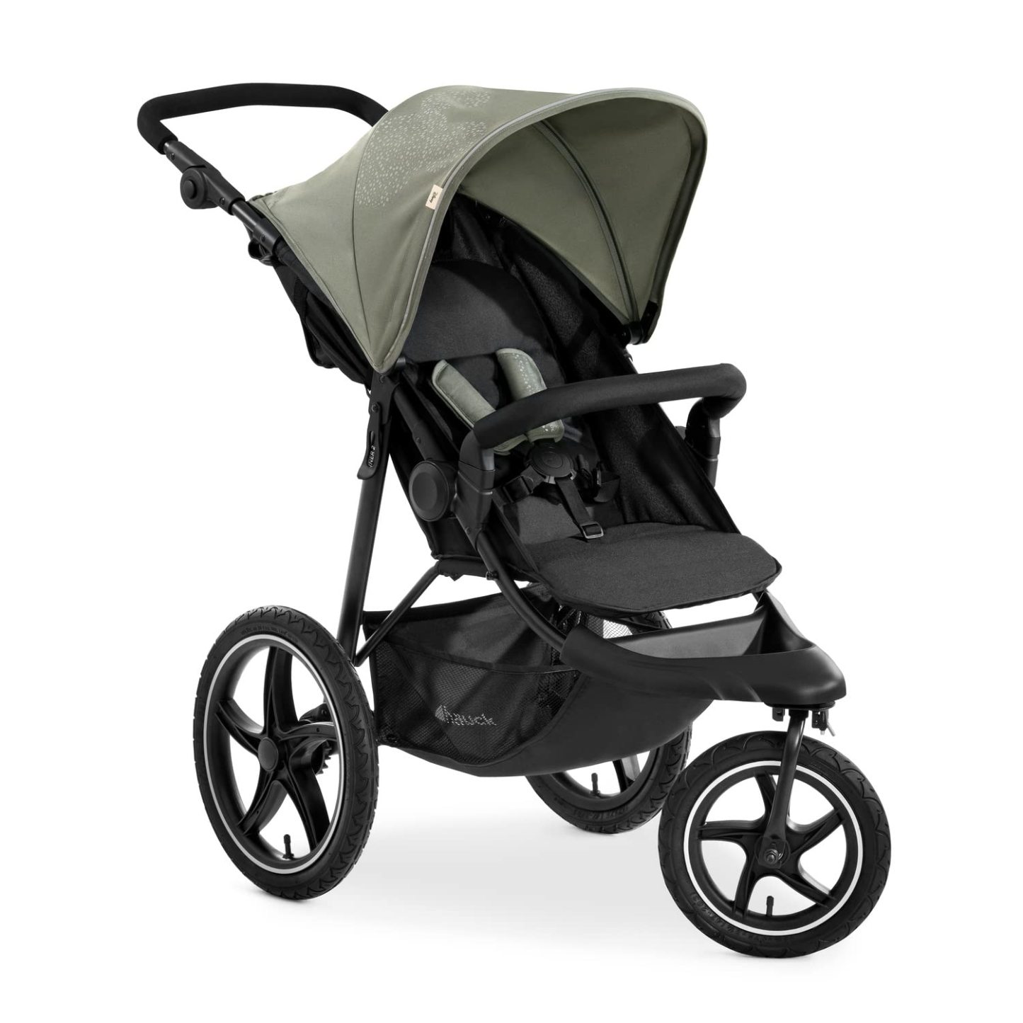 hauck Kinderwagen Runner 2, Dreirad Buggy mit XL Lufträder für Kinder bis 22 kg, UV-Schutz 50+, Belüftungsfenster, Höhenverstellbar, Faltbar, XL Korb bis 3 kg, Liegefunktion (Black)