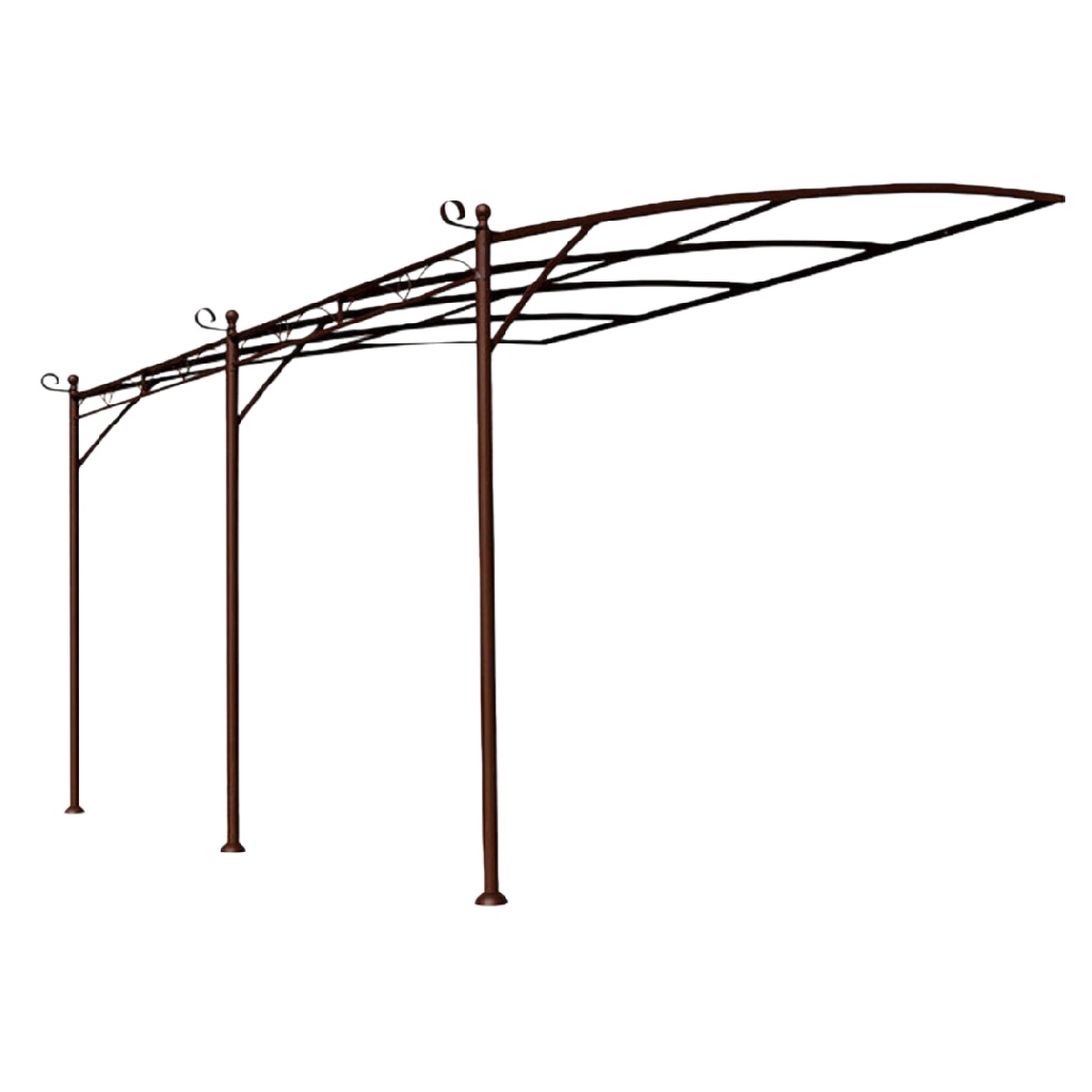 Structure de tonnelle murale en acier forgé brun — 3 × 4 m