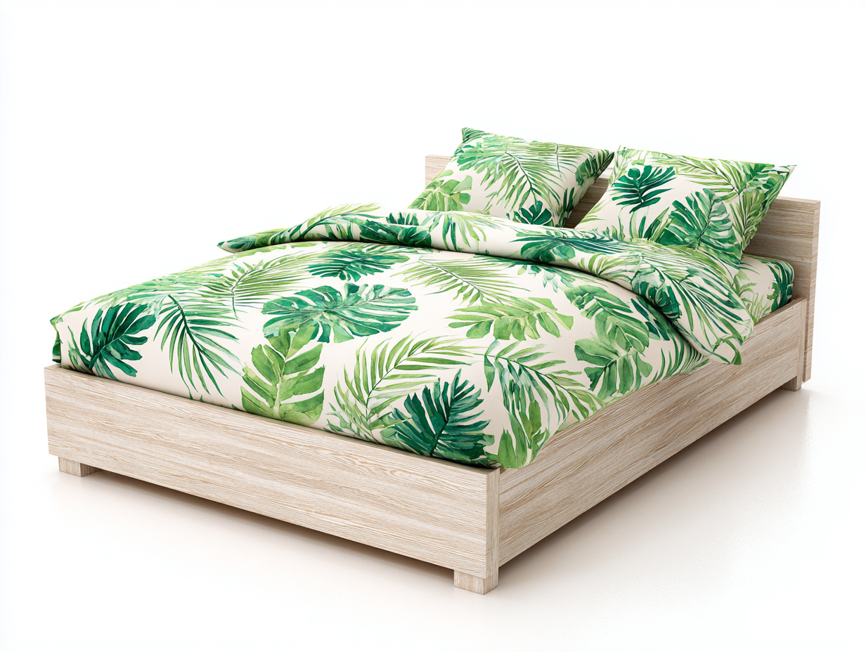 Lit double en bois 200x160x85 cm - bois clair - design moderne