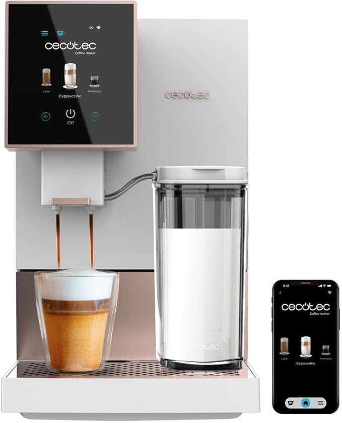 Machine à café super automatique Cecotec Cremmaet Compactccino Connect blanc rose