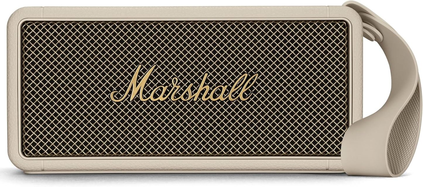 Marshall Middleton kabelloser tragbarer Bluetooth-Lautsprecher, über 20 Stunden tragbare Spielzeit, wasserfest IP67 – Crème