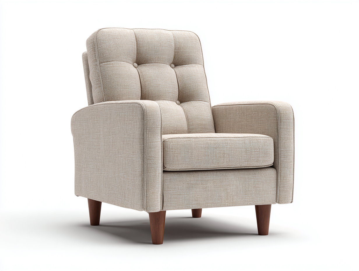 Fauteuil tissu 90x85x100 cm - beige - dossier capitonné